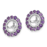 Sterling Silver 925 Earring Jackets with Amethyst & Diamond Elegance
